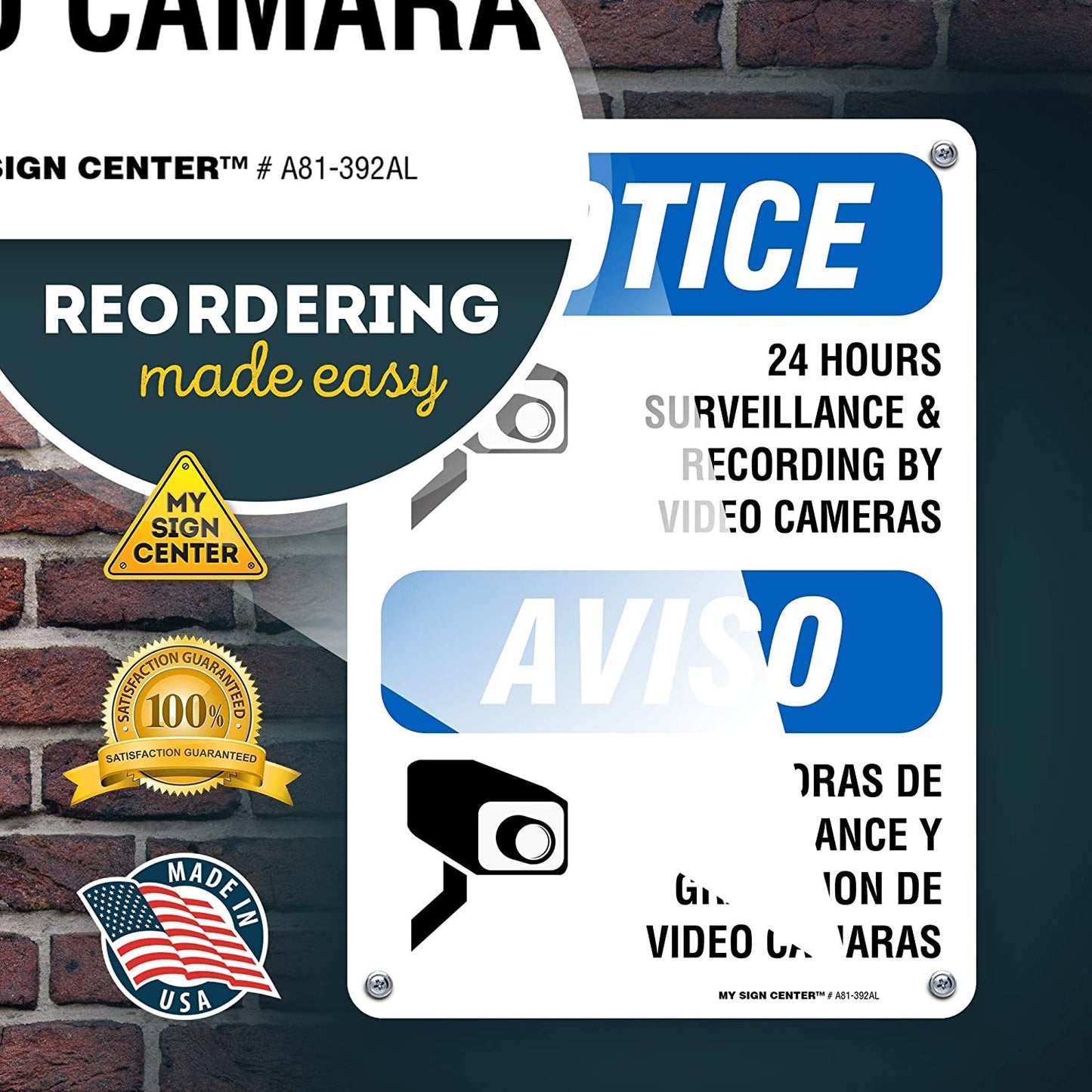 Bilingual English/Spanish Video Recording Sign