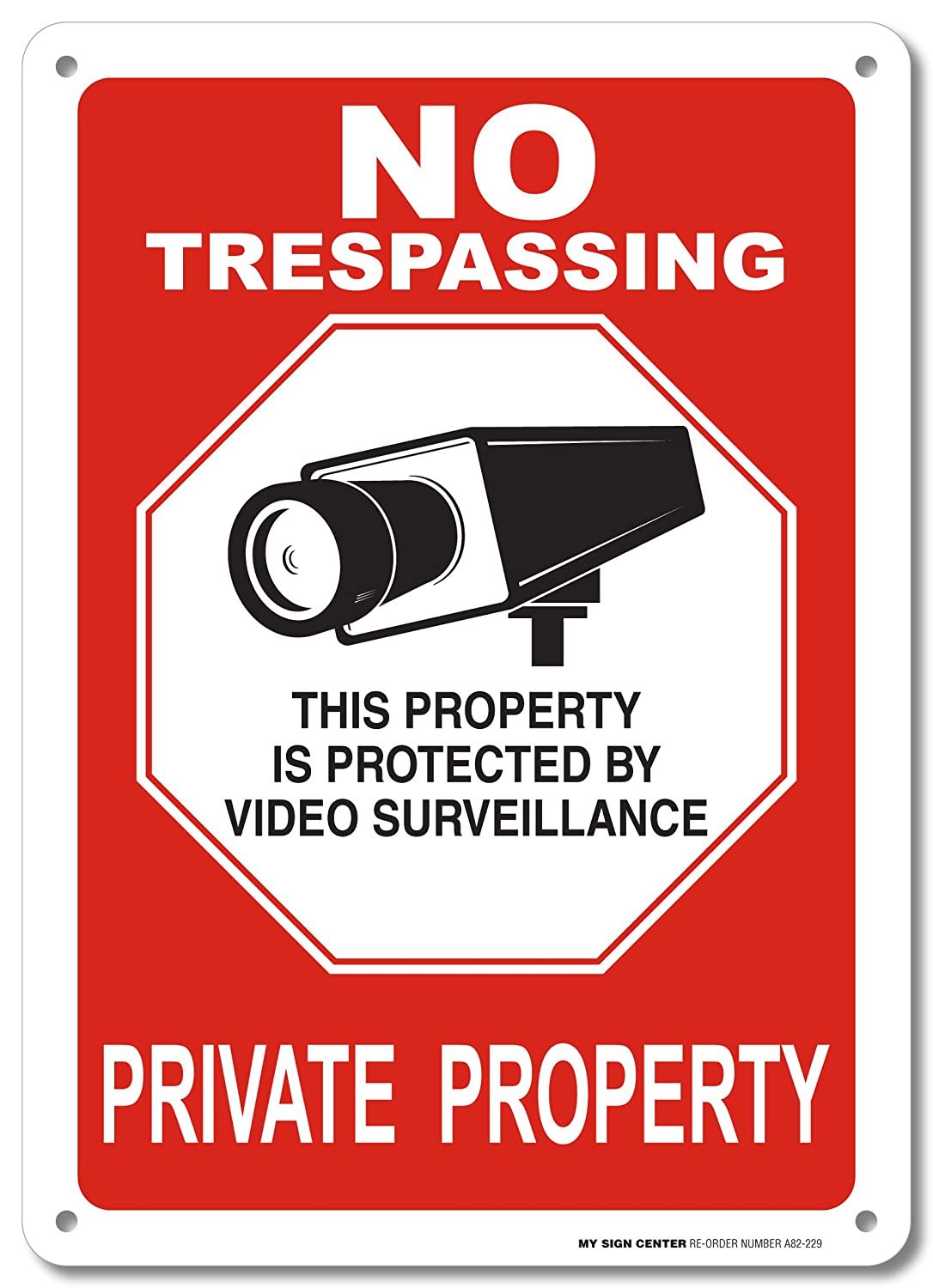 No Trespassing Private Property Sign 14"x10"