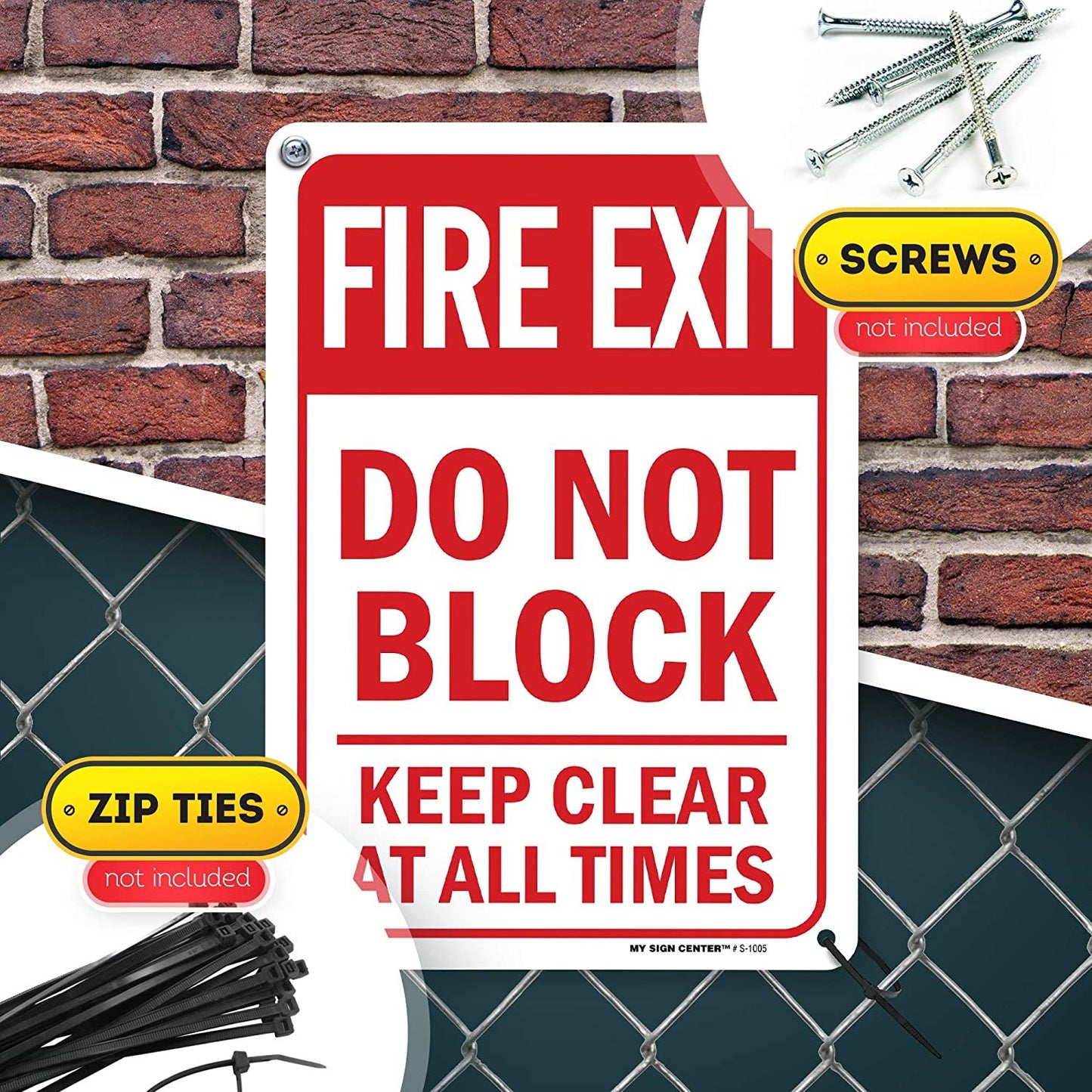 Fire Exit Keep Clear Do Not Block Sign