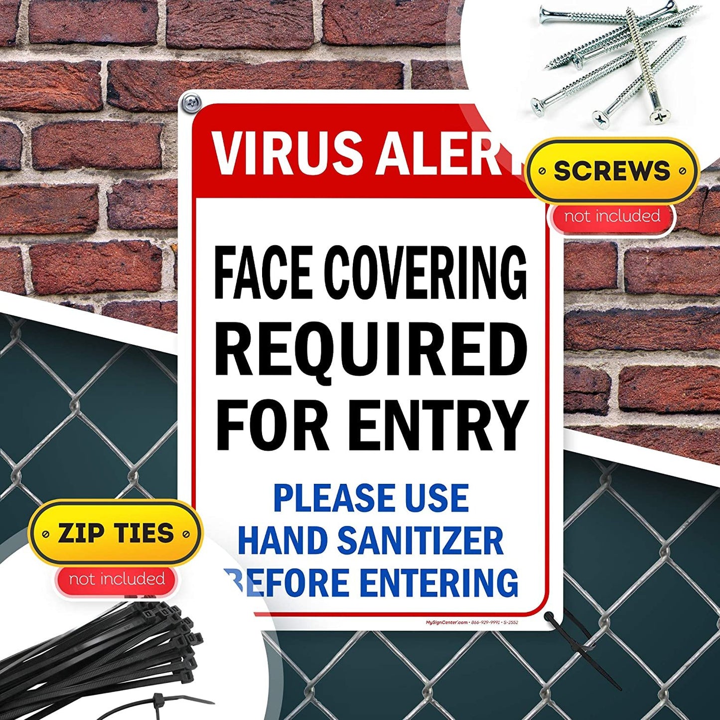 Virus Alert Face Mask Required Sign Use Hand Sanitizer Before Entering