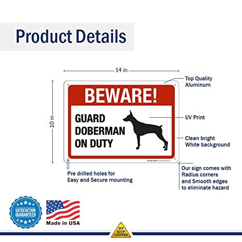 Beware Guard Doberman On Duty Sign 1