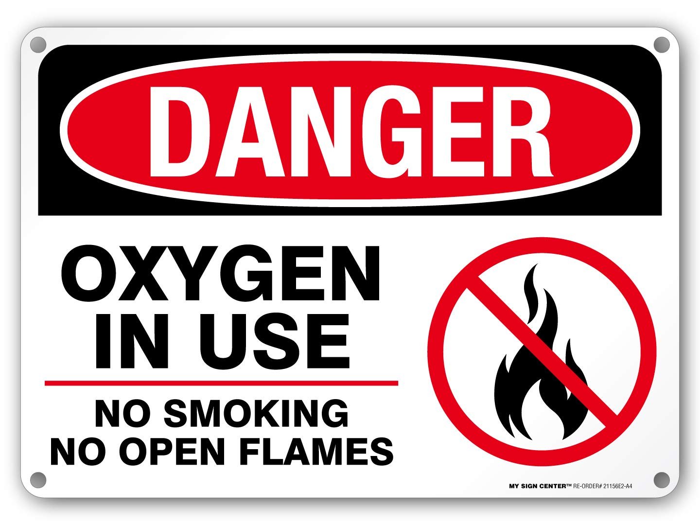 Danger Oxygen in Use No Smoking No Open Flames Sign