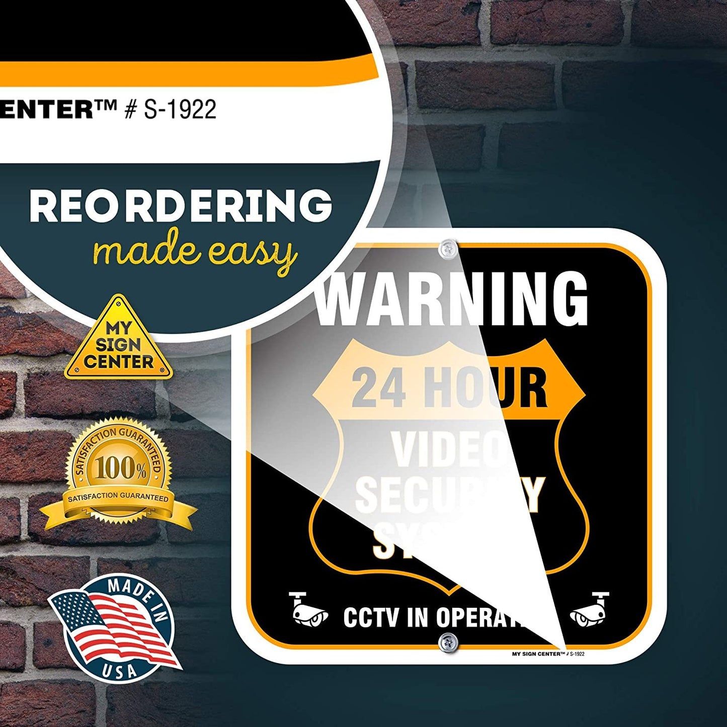 Warning CCTV 24 Hour Surveillance Sign