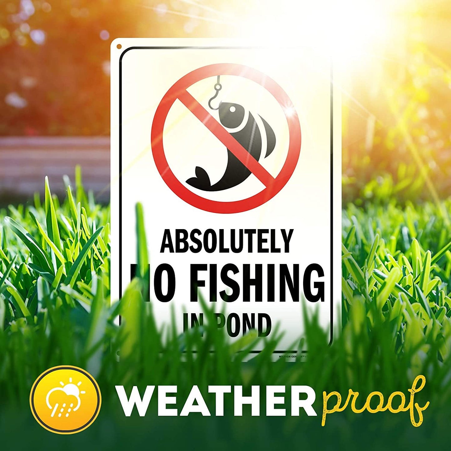 Absolutely No Fishing Sign for Pond