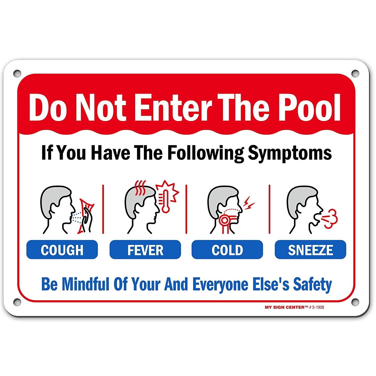 Pool Rules Sign Do Not Enter Pool in Cough, Fever, Cold or Sneeze Symptoms