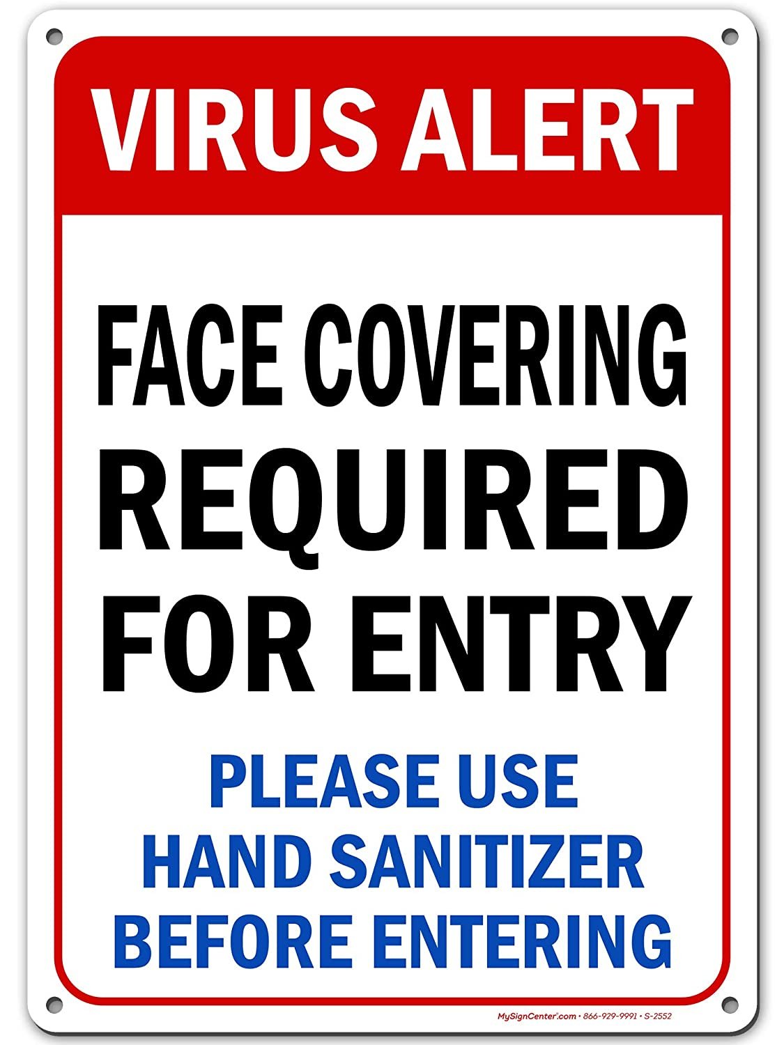 Virus Alert Face Mask Required Sign Use Hand Sanitizer Before Entering