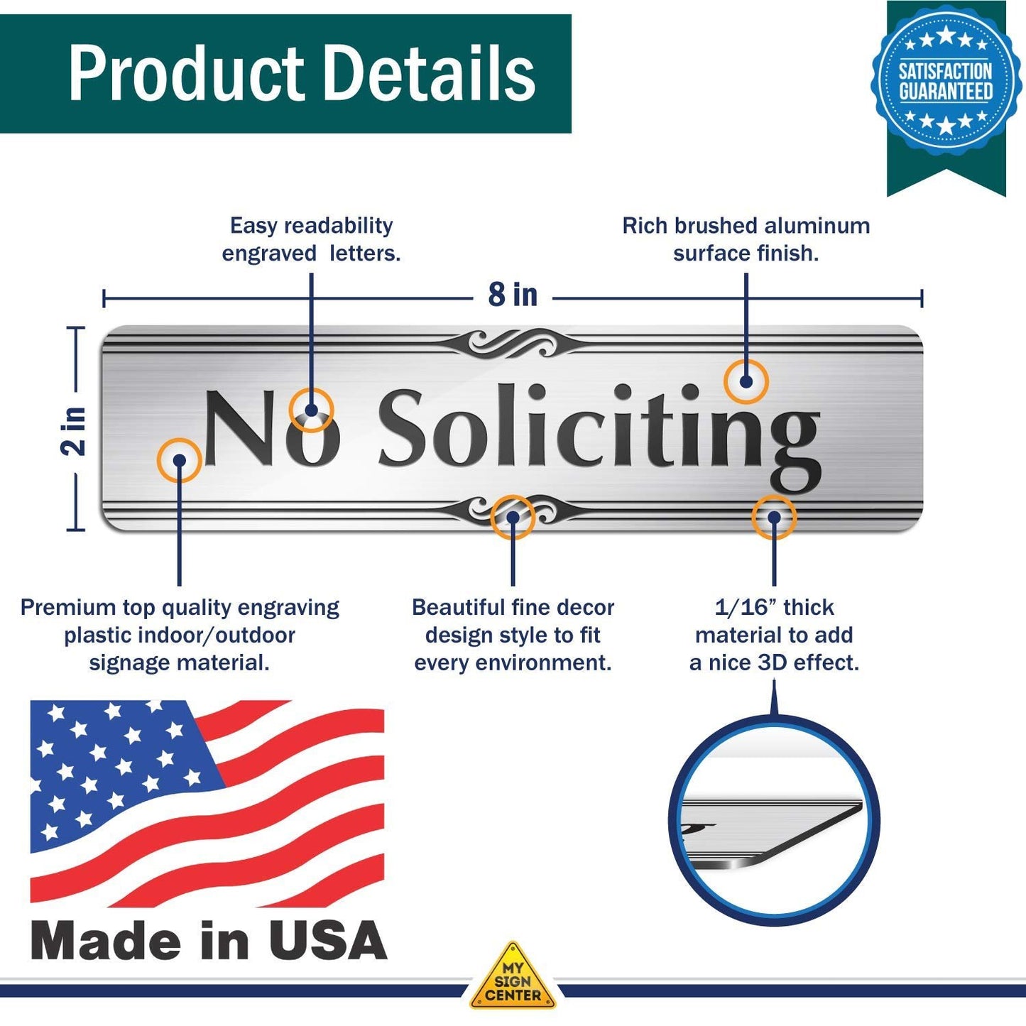 No Soliciting Laser Engraved Small Plastic Sign