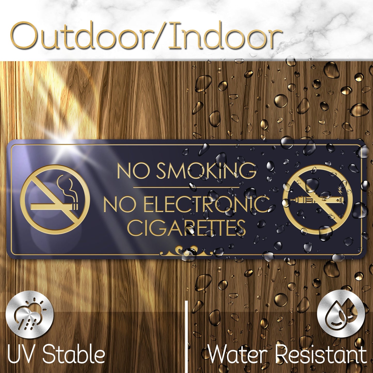 No Smoking No Electronic Cigarettes - Laser Engraved Sign
