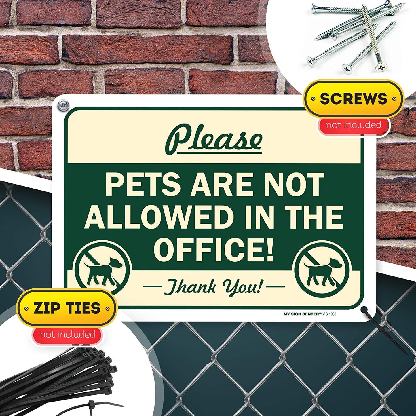 No Pets Allowed in The Office Sign