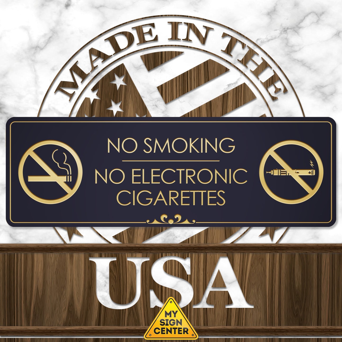 No Smoking No Electronic Cigarettes - Laser Engraved Sign