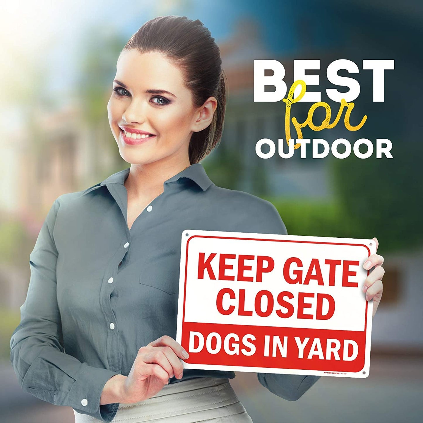 Keep Gate Closed Sign Dogs in Yard