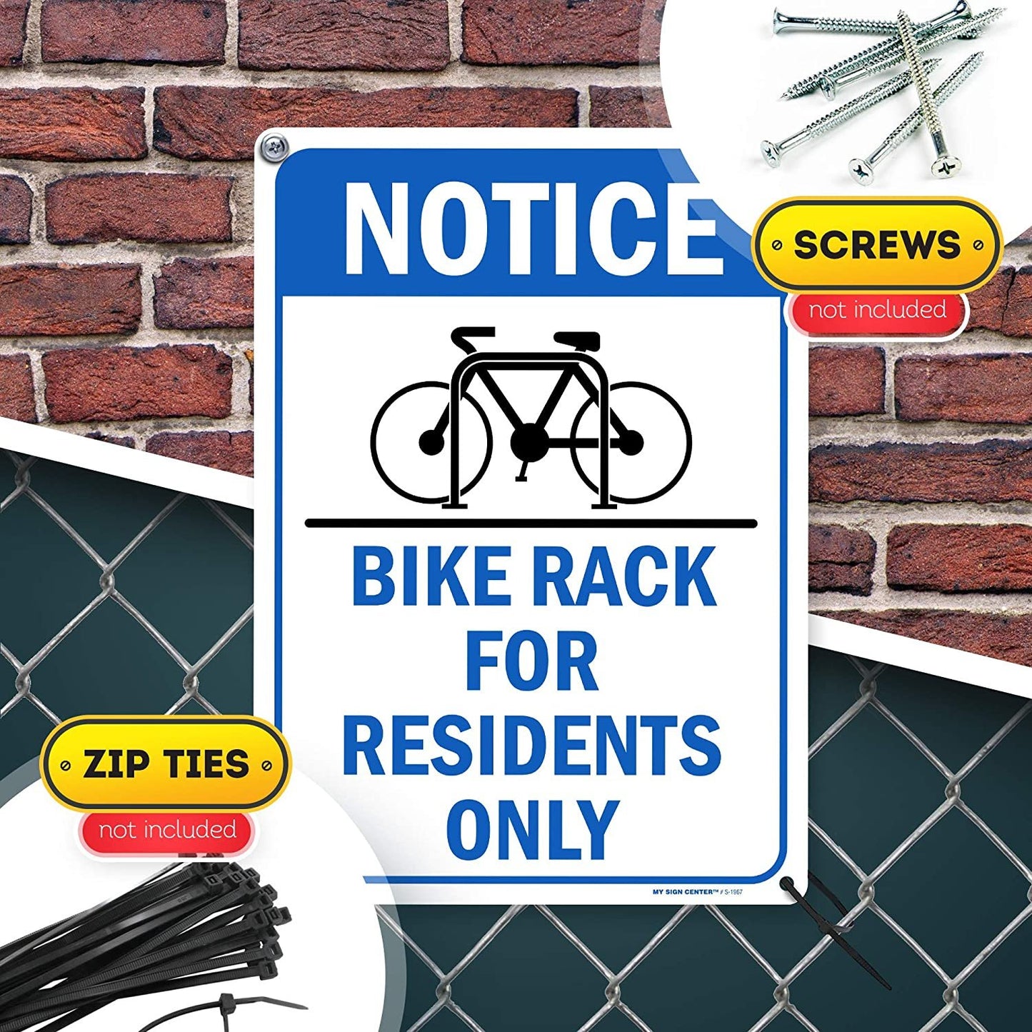 Notice Bike Rack Sign Bicycle Parking for Residents Only Sign