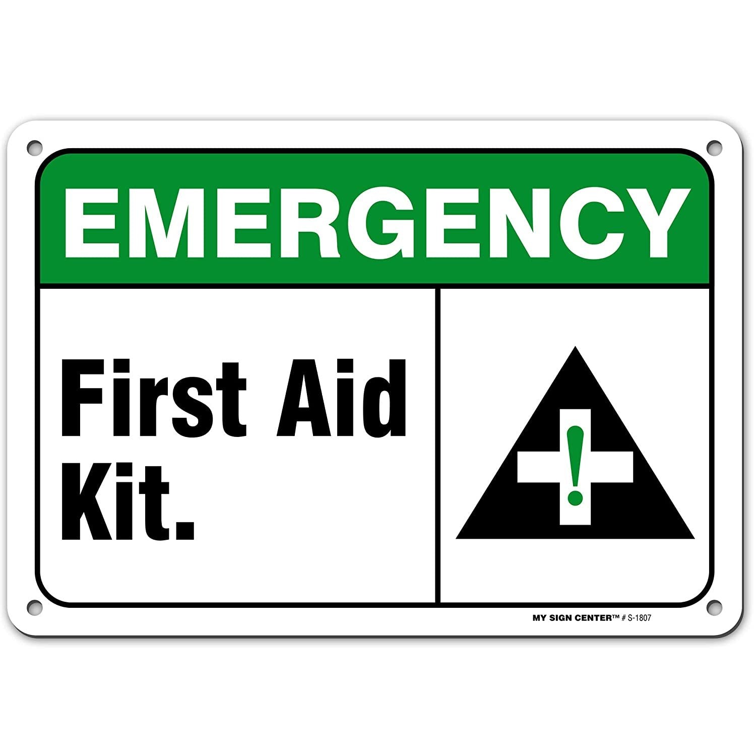 Emergency First Aid Kit Sign, Made Out of .040 Rust-Free Aluminum, Indoor/ Signage or Use, UV Protected and Fade-Resistant, 7 emergency-first-aid-kit-sign-made-out-of-040-rust-free-aluminum-indoor-signage-or-use-uv-protected-and-fade-resistant-7-x-10-by-my-sign-center-my-sign-center-inc