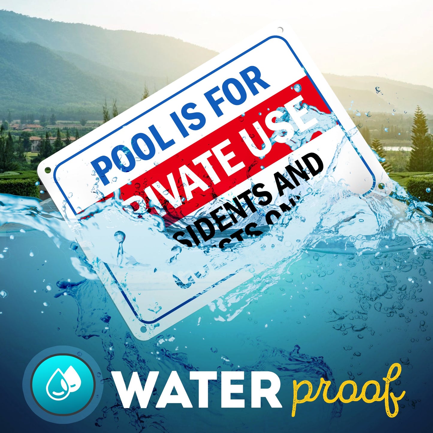 Pool Rules Sign for Residents and Guests Only