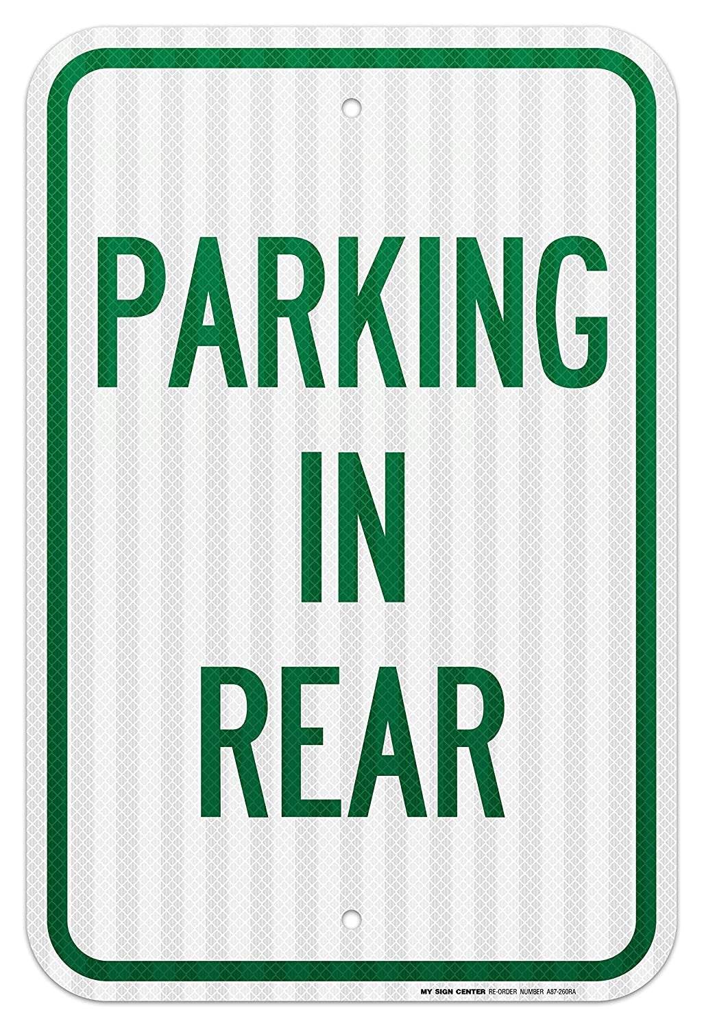 Parking in Rear Sign