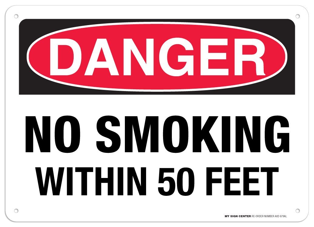 Danger No Smoking Within 50 Feet Sign