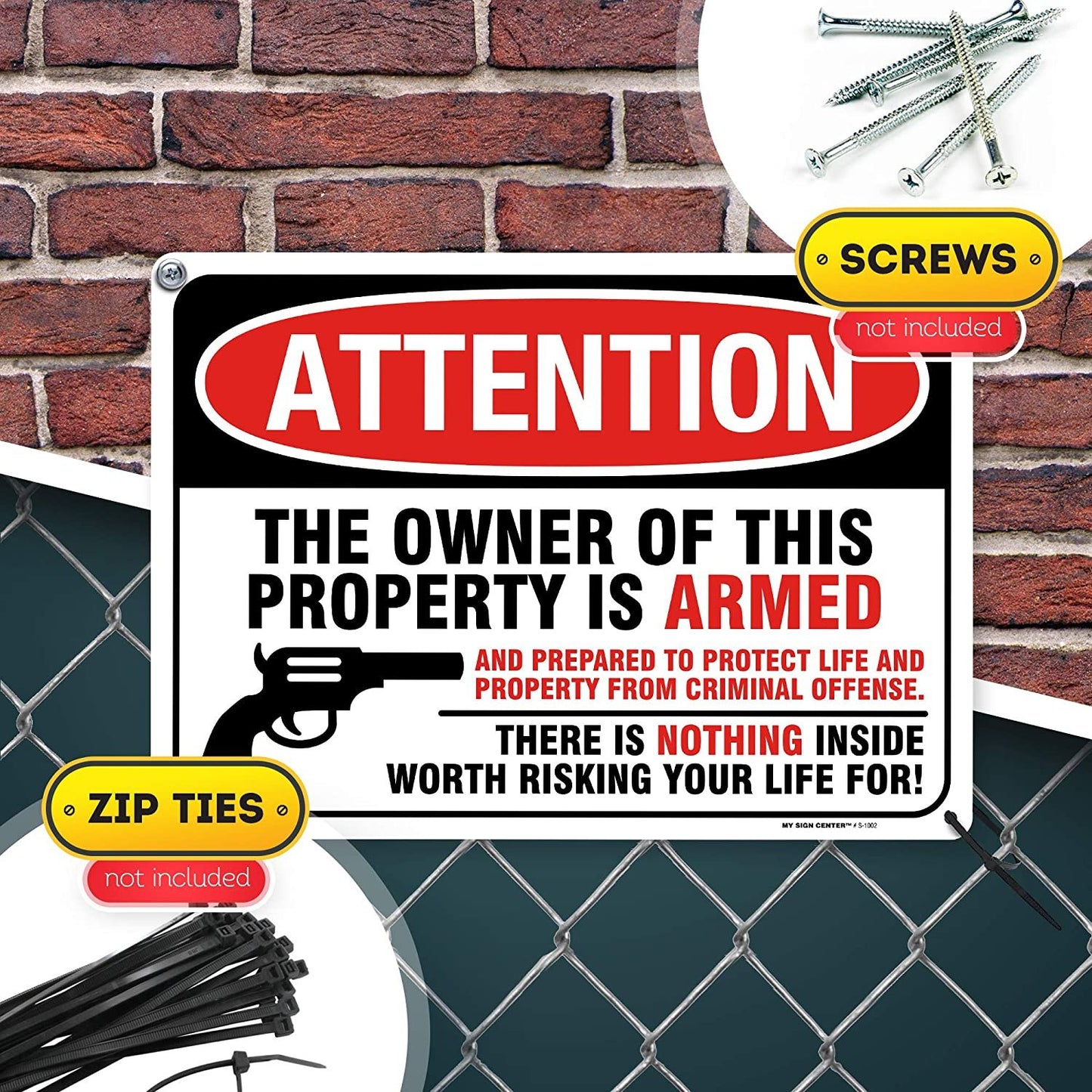 Gun Warning Sign, Armed Homeowner Protecting Property