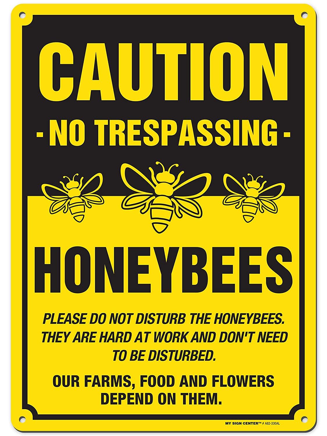Caution Bees Sign No trespassing