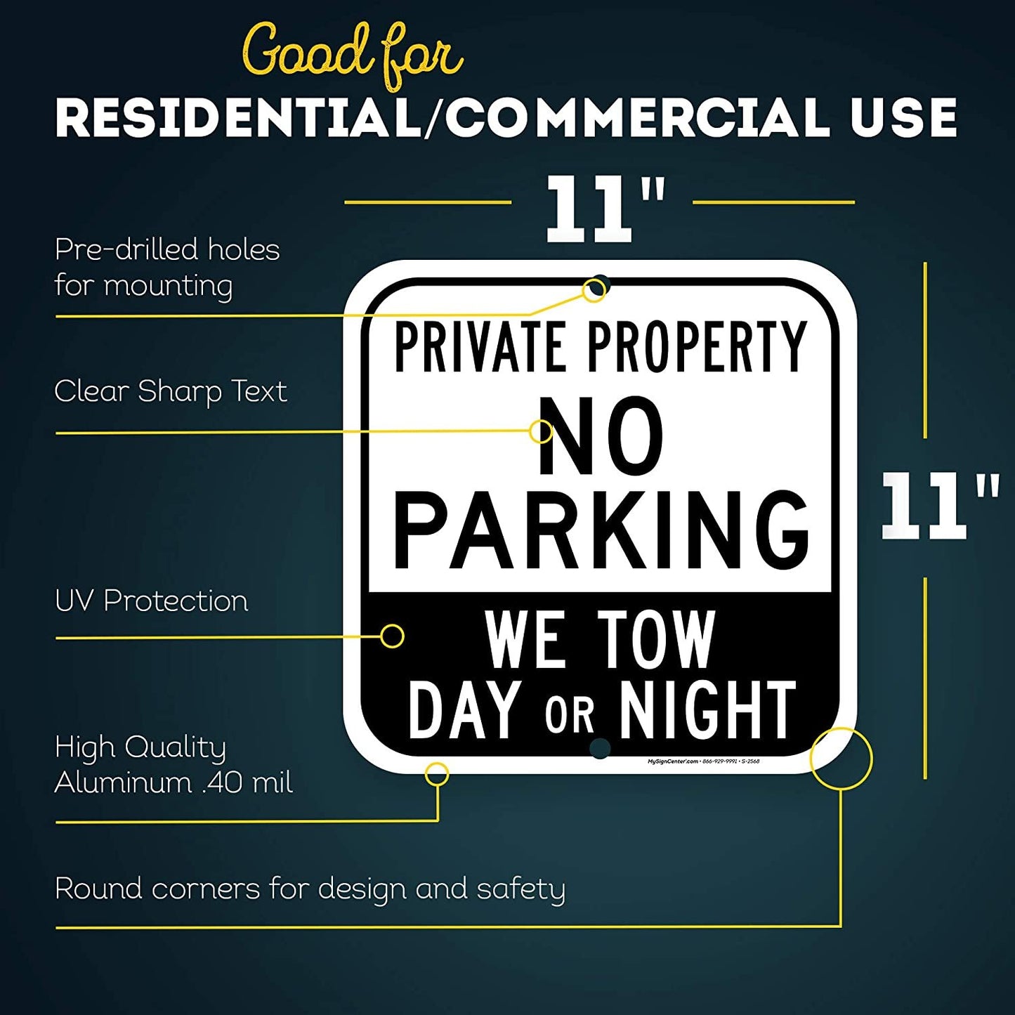 Private Property No Parking Sign Day Or Night Towing Enforced Sign
