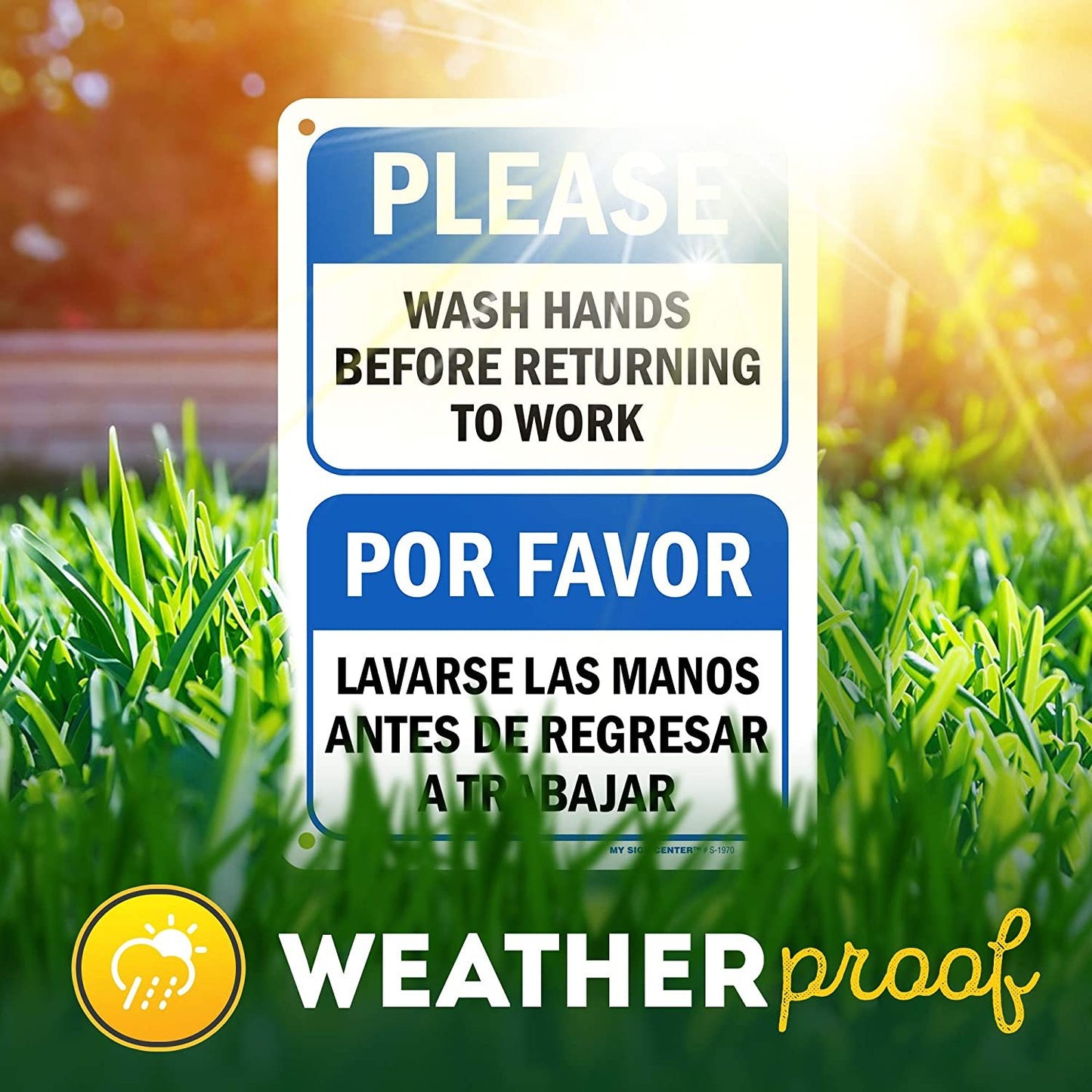 Employees Must Wash Hands Before Returning to Work Sign English/Spanish