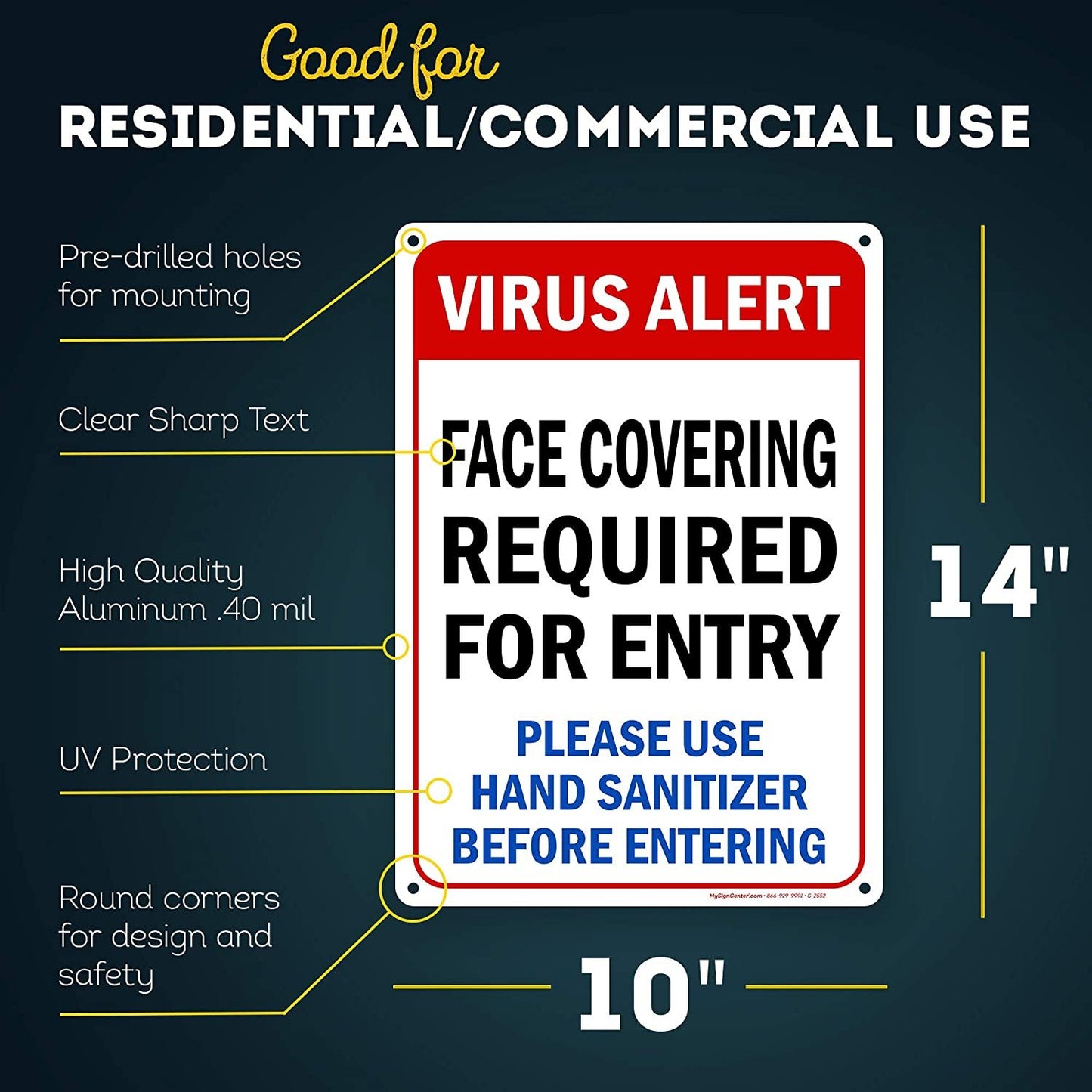 Virus Alert Face Mask Required Sign Use Hand Sanitizer Before Entering