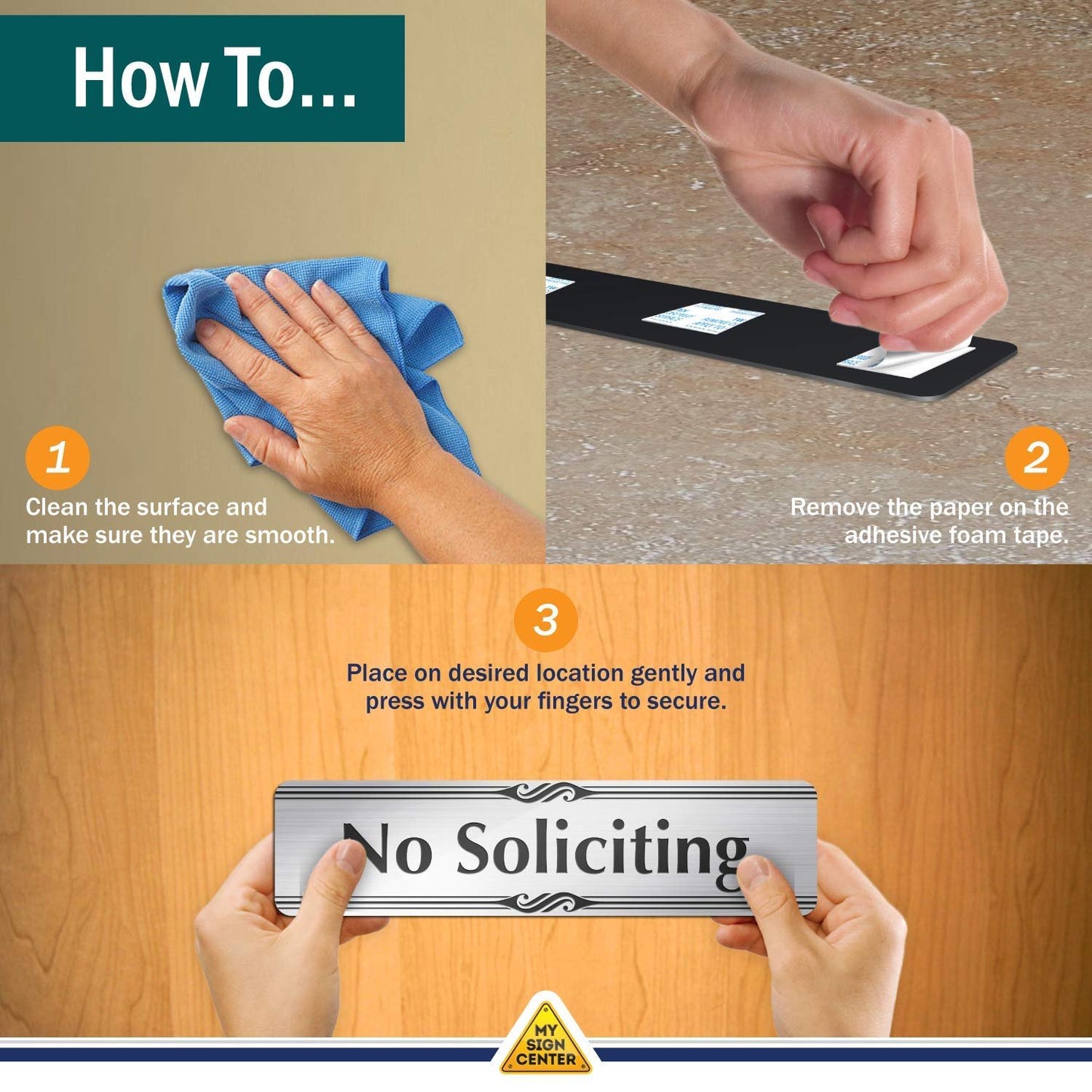 No Soliciting Laser Engraved Small Plastic Sign