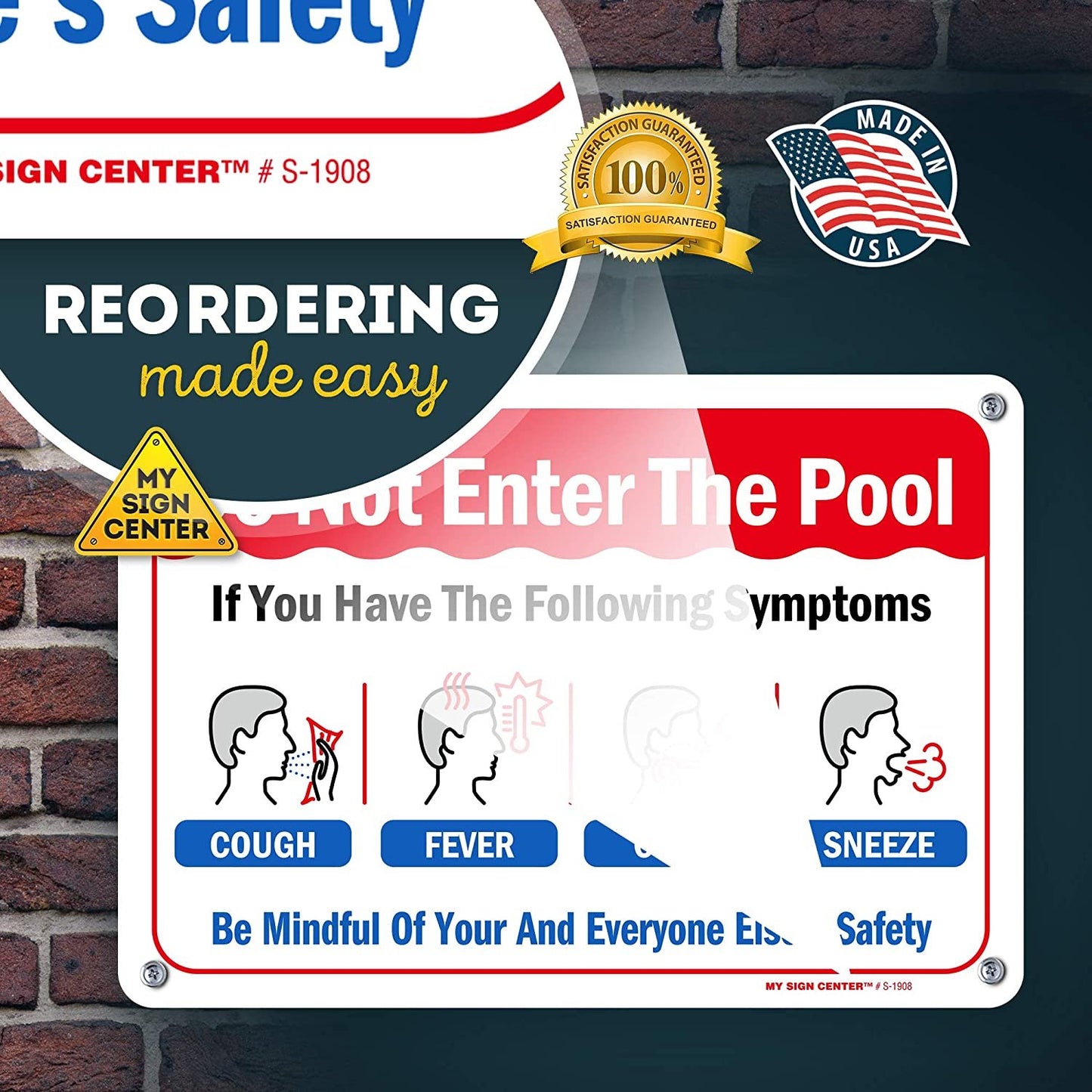 Pool Rules Sign Do Not Enter Pool in Cough, Fever, Cold or Sneeze Symptoms