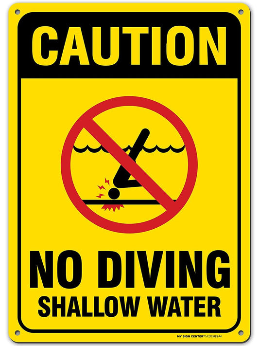 Caution No Diving Shallow Water Sign