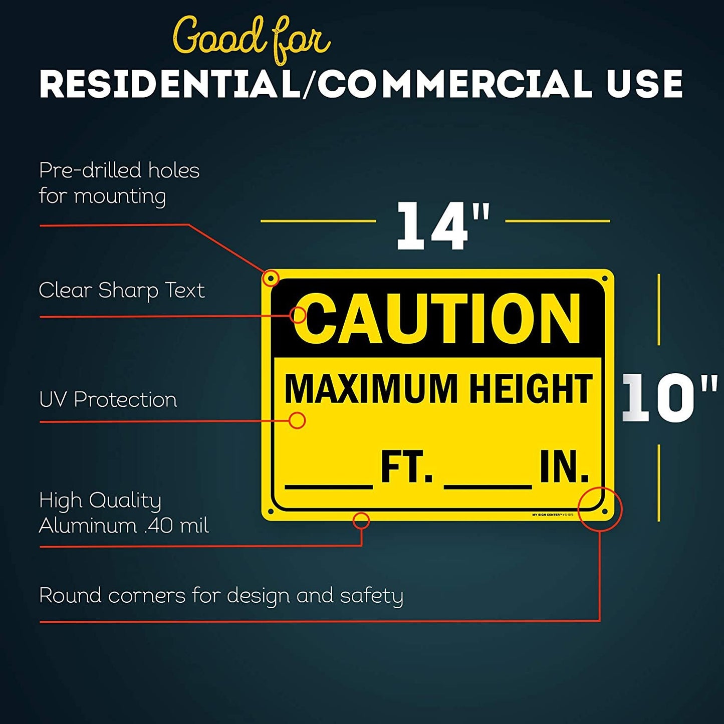 Caution Maximum Height Ft_and in_ Low Clearance Sign to Write On