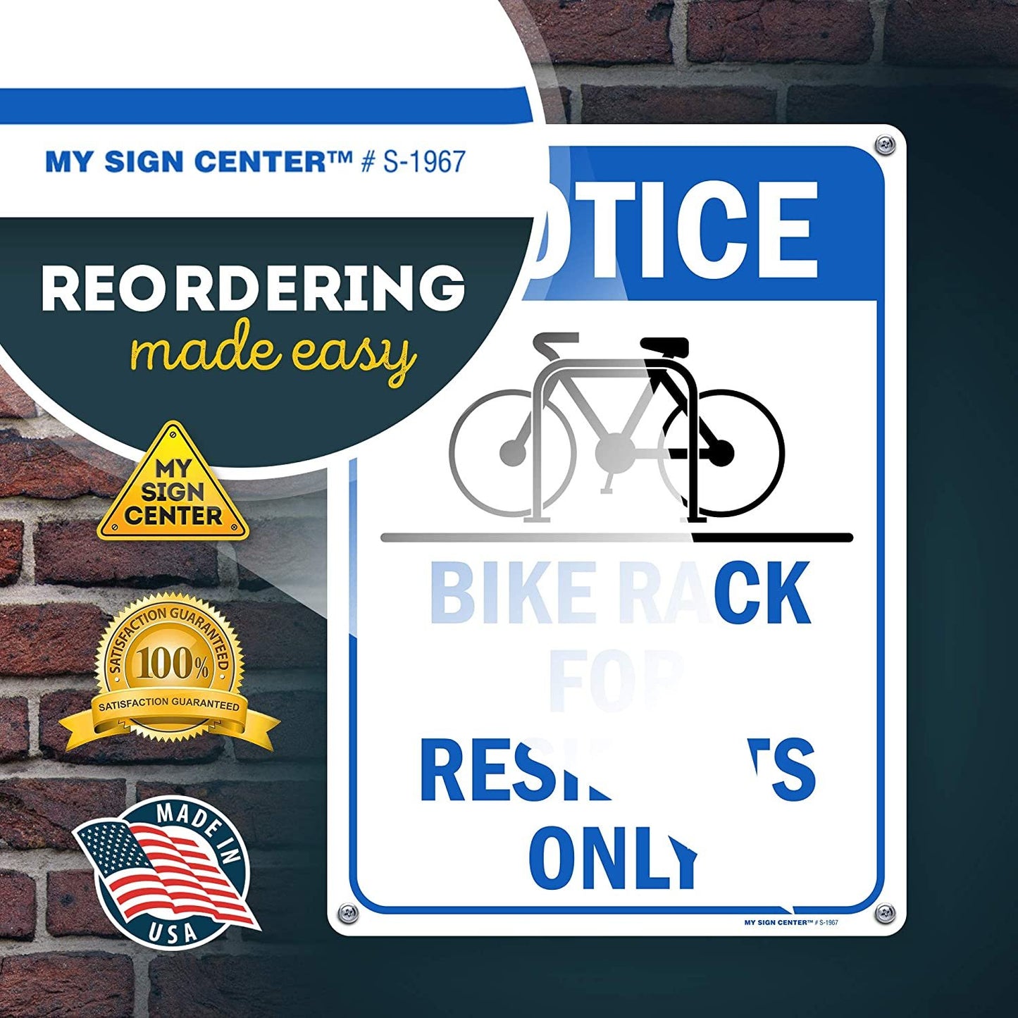 Notice Bike Rack Sign Bicycle Parking for Residents Only Sign