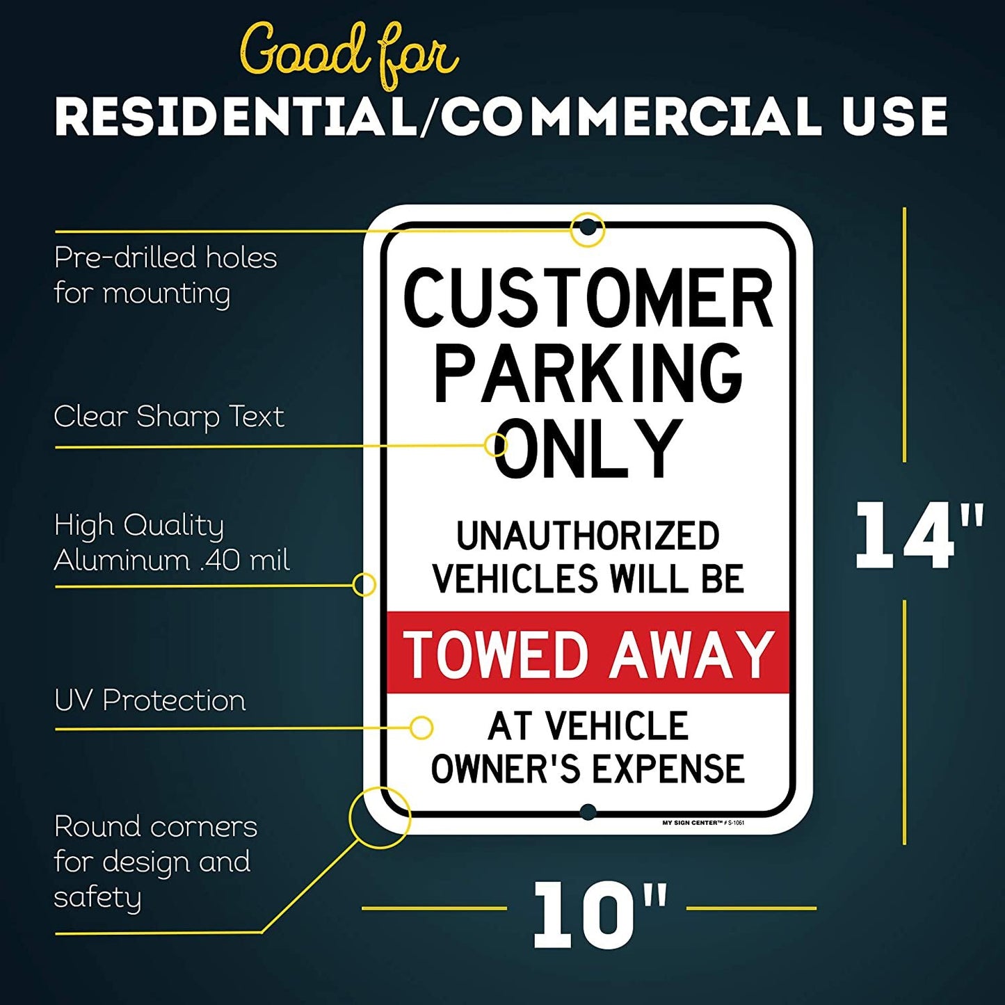 Customer Parking Only Sign Unauthorized Vehicles Will Be Towed