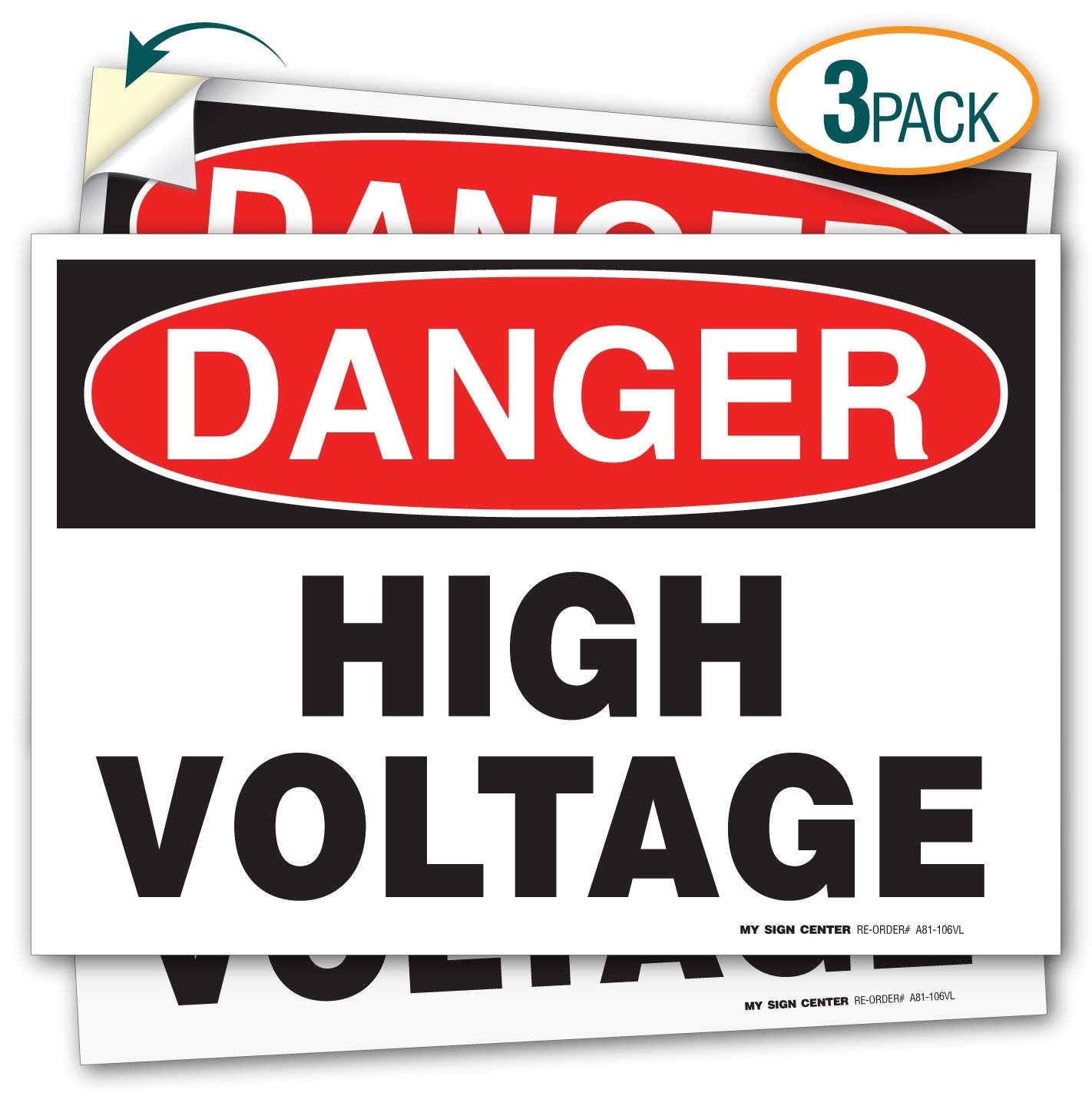 Danger High Voltage Decal Sign (3 Pack)