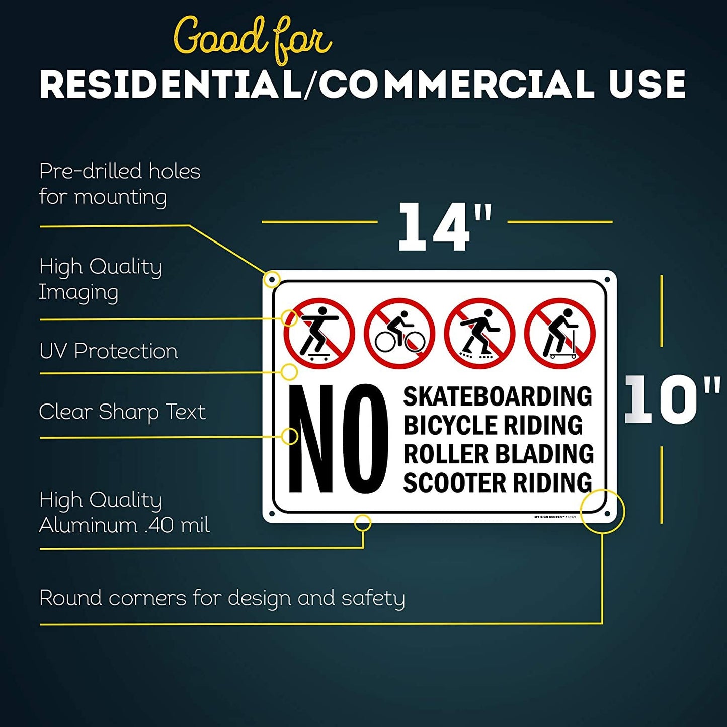 No Skateboarding, No Bicycle Riding, No Roller Blading No Scooter Riding Sign