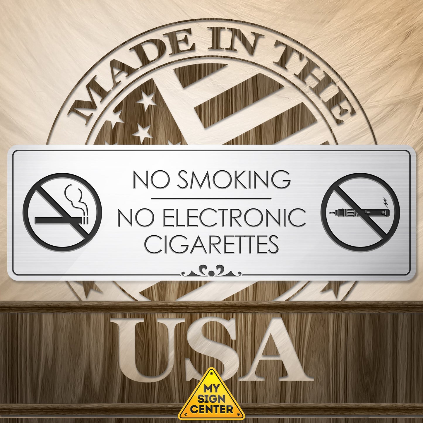 No Smoking No Electronic Cigarettes - Laser Engraved Sign