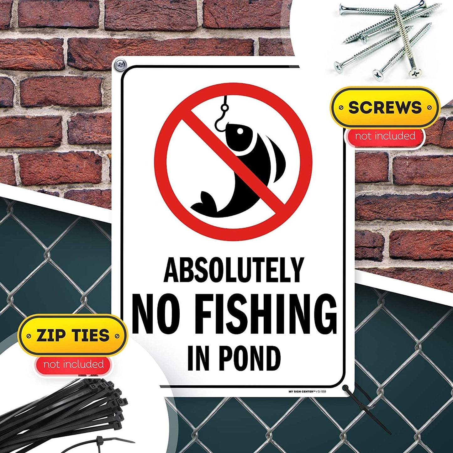 Absolutely No Fishing Sign for Pond