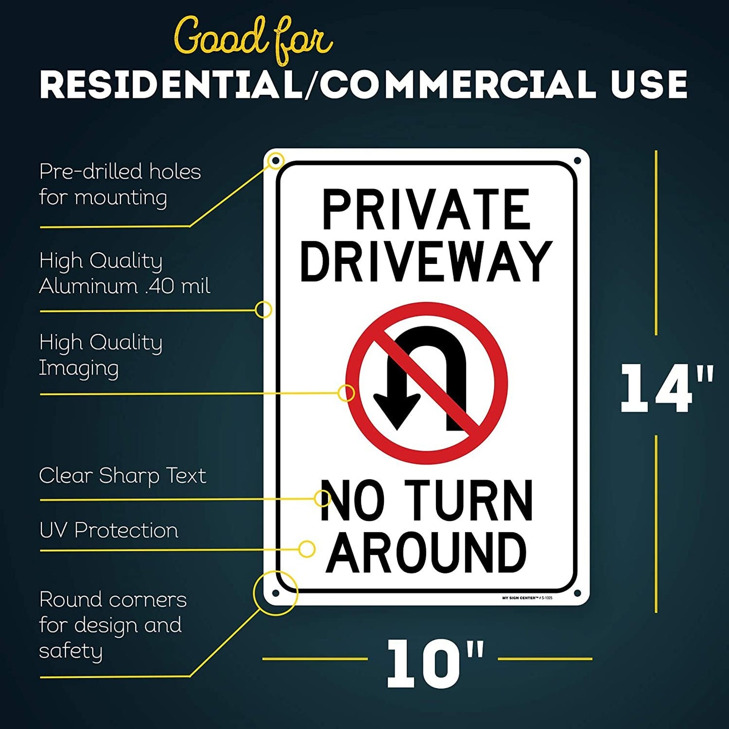Private Driveway No Turnaround Sign