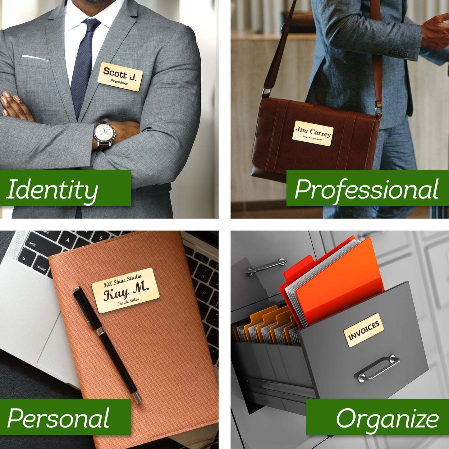 Personalized Name Tags with Pin, 1.5" x 3"