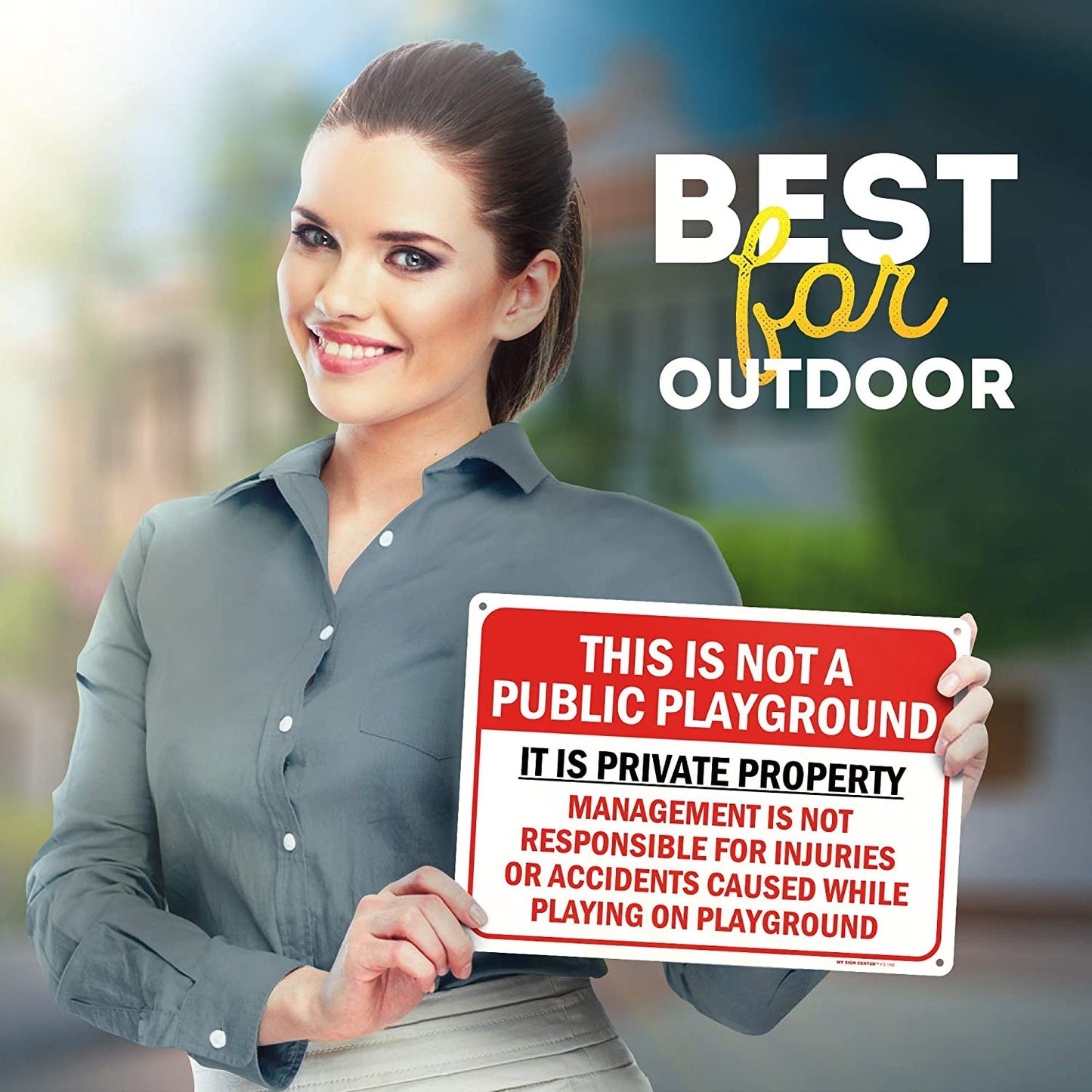 Private Property Playground Rules Sign Not Responsible for Accidents