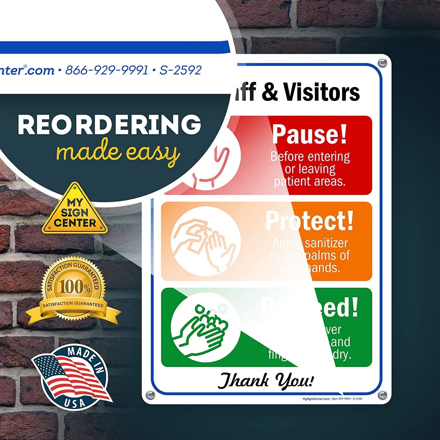 Visitors Employee Hand Washing Sign COVID 19 Hygiene and Sanitation Sign