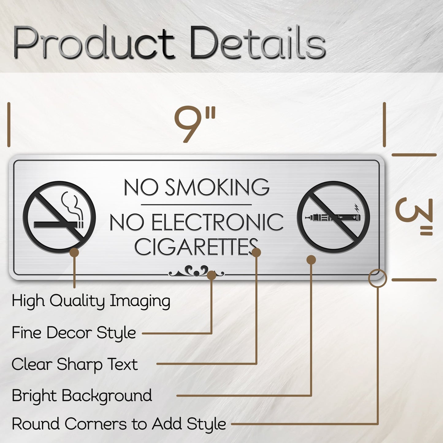 No Smoking No Electronic Cigarettes - Laser Engraved Sign