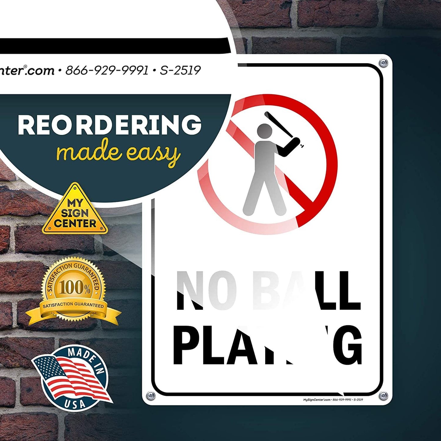 No Ball Playing Sign Playground/ Sidewalk Sign