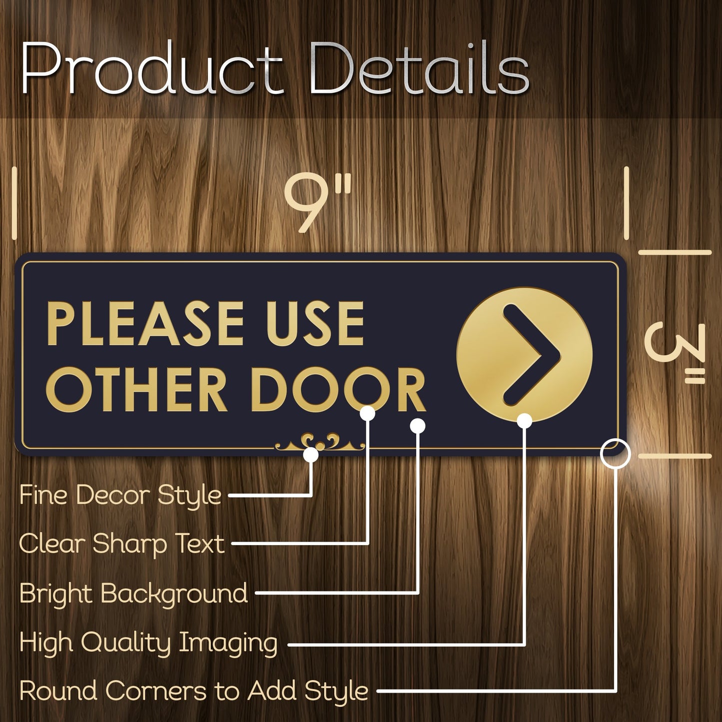 Please Use Other Door with Right Arrow - Laser Engraved Sign