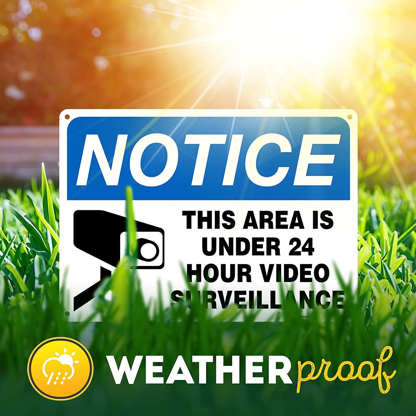 Notice 24 Hour Surveillance Sign, Security Camera in Use Sign