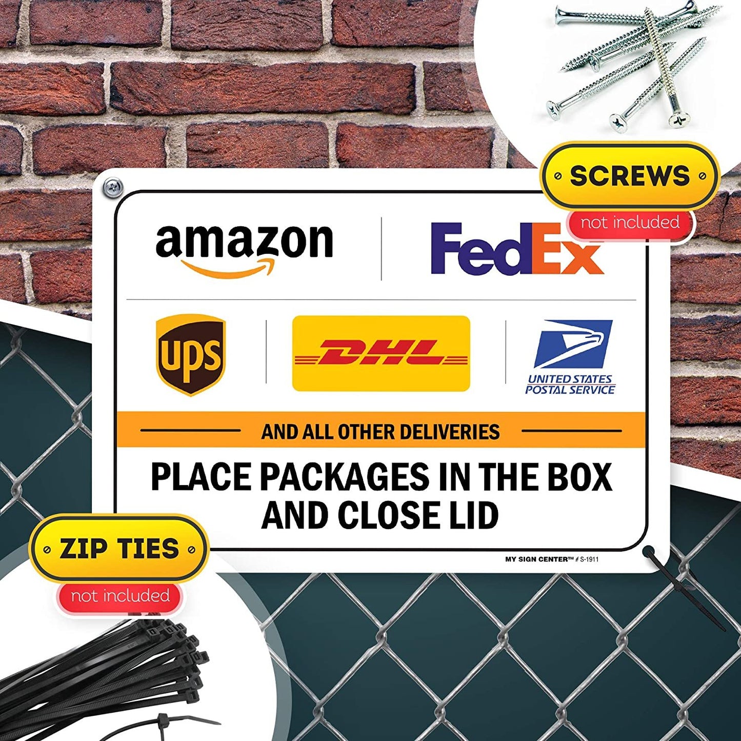 Package Delivery Sign Instructions Amazon UPS FedEx USPS Delivery Box Sign