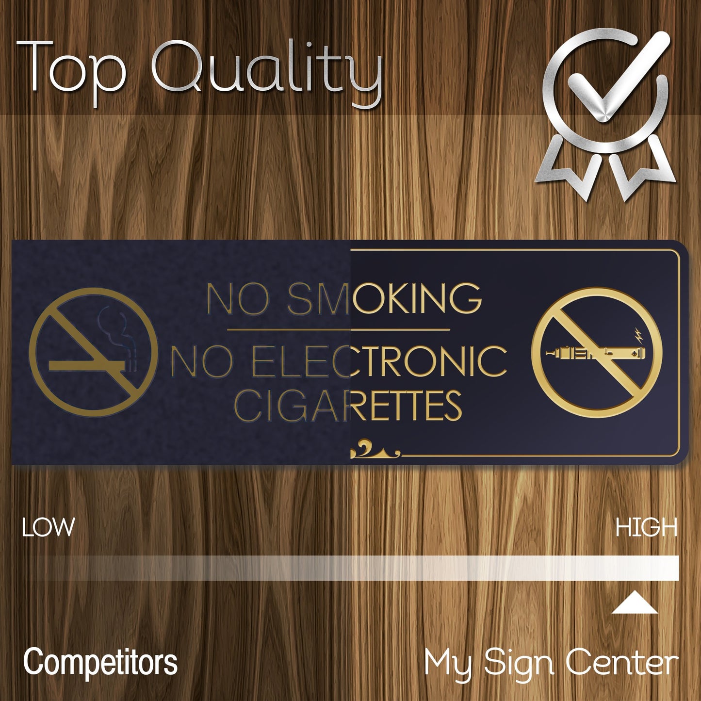 No Smoking No Electronic Cigarettes - Laser Engraved Sign