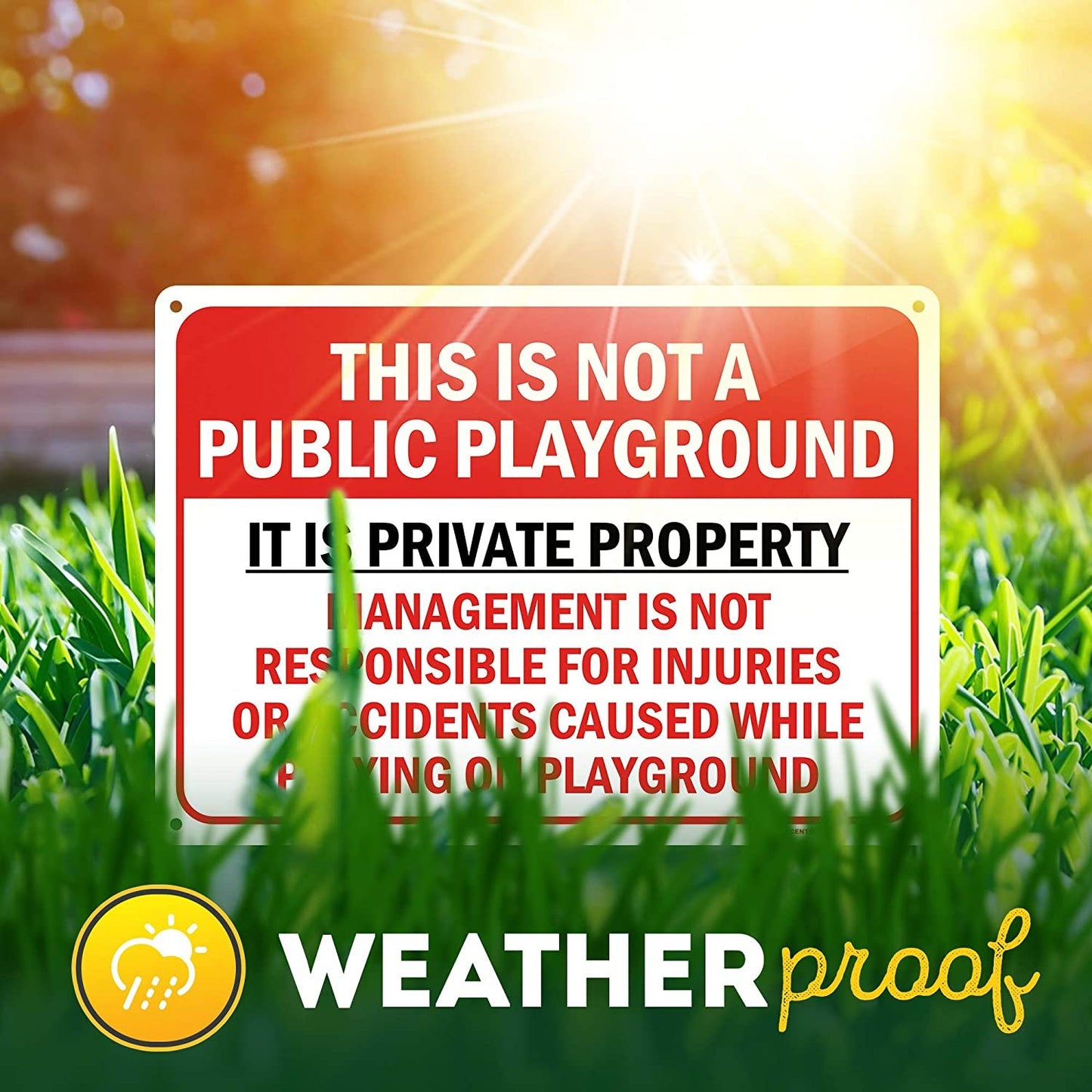 Private Property Playground Rules Sign Not Responsible for Accidents