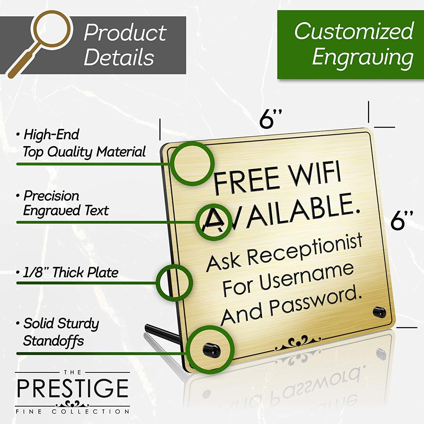 Engraved Message Holder Reception Desk Sign, Prestige Collection