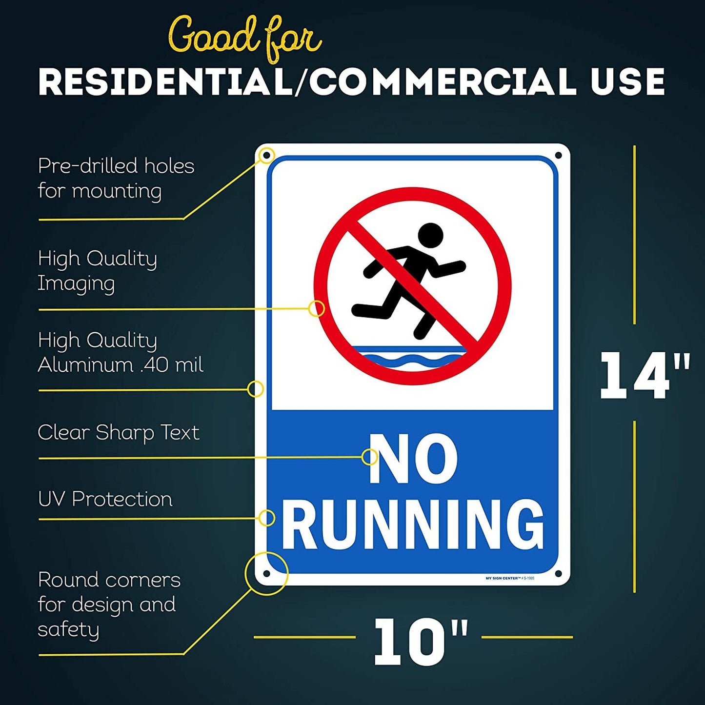 No Running Pool Safety Sign