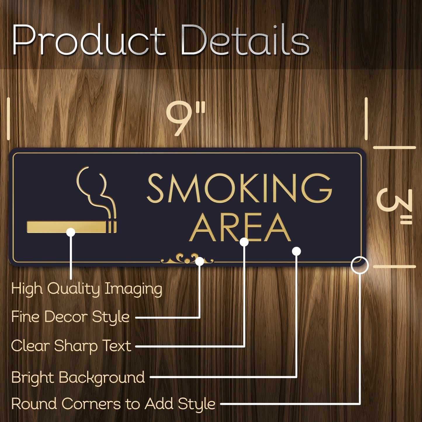 Smoking Area - Laser Engraved Sign