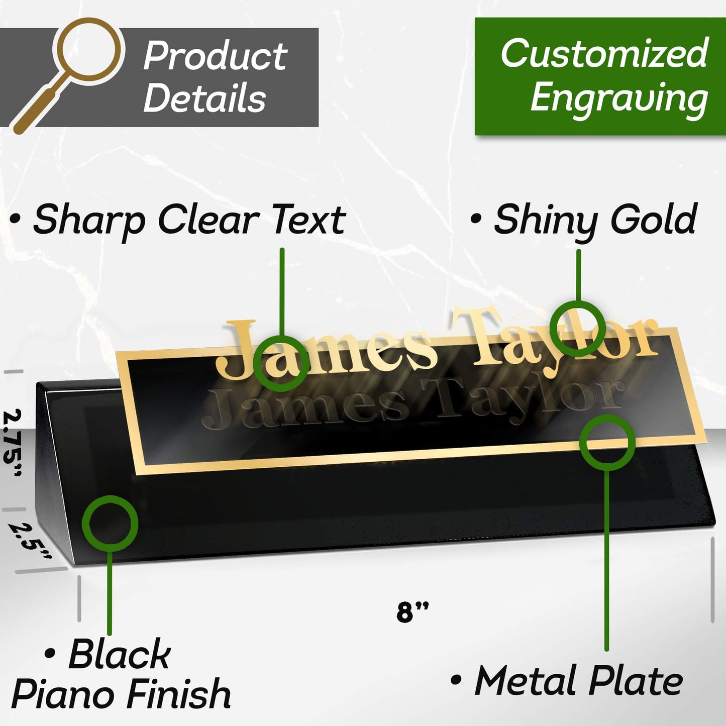 Desk Name Plate Personalized Custom Plaque